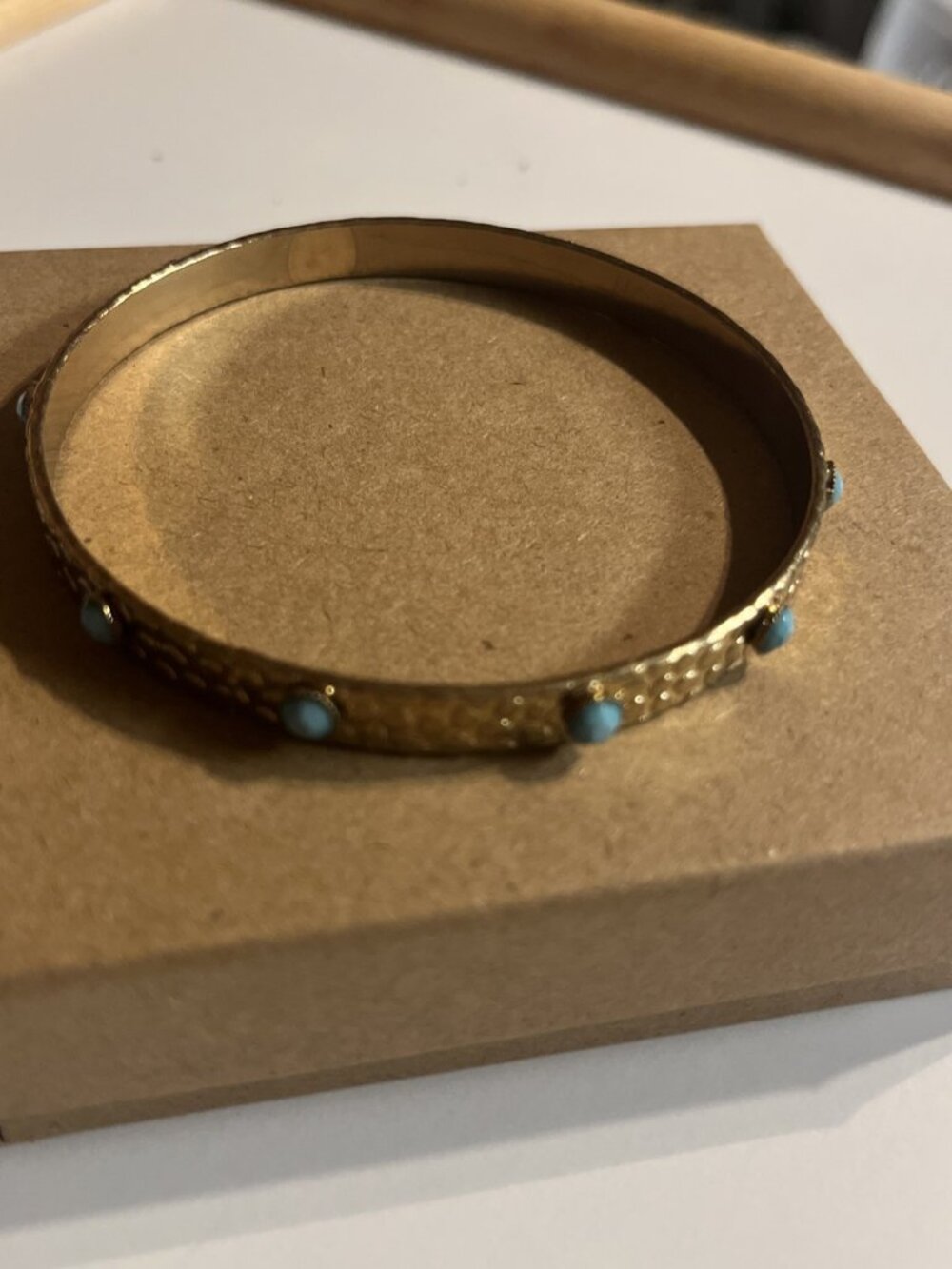 Jewelry bracelets for ladies, Gold Pebbled Bracelet With Turquoise Accents.